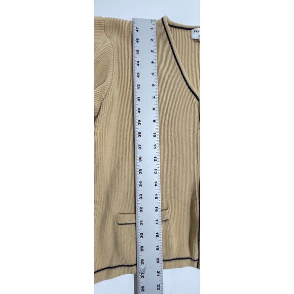 Rena Rowan Sweater Cardigan Women Size M Mustard Yellow Long Sleeve Lambswool - Picture 5 of 6